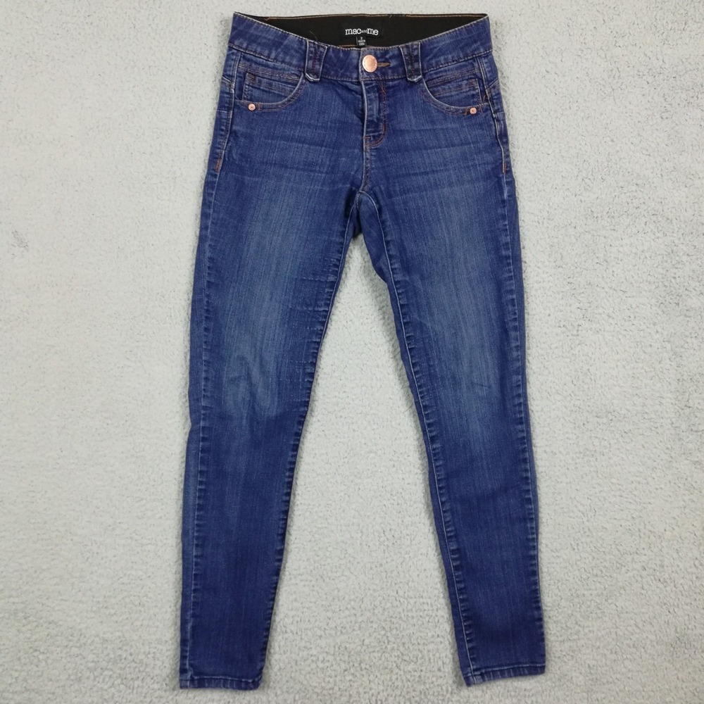 Mac And Me Womens Jeans Skinny Blue Denim Low Rise Tummy‎ Control Stretch 2